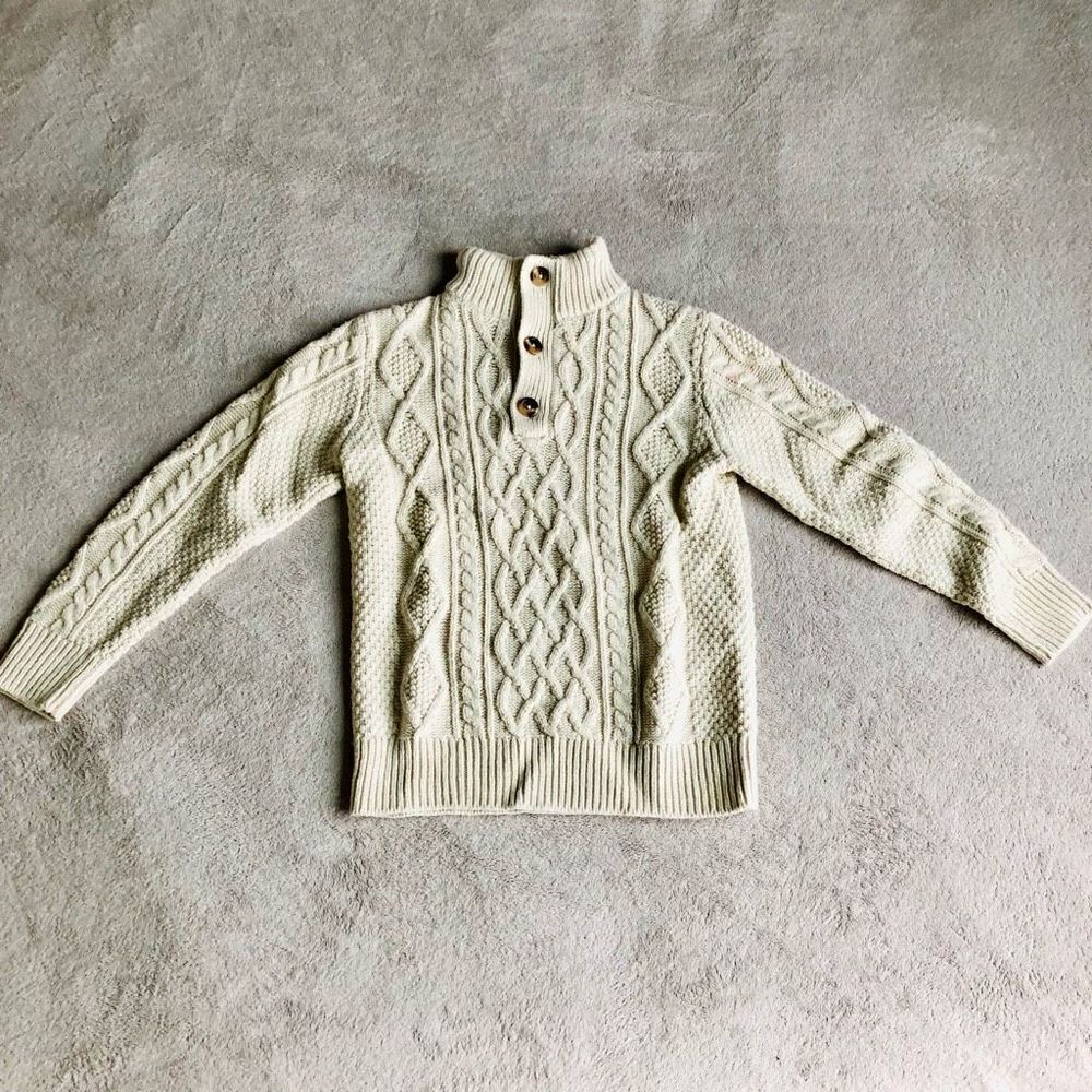 Gap Kids Cream Pullover Mock Cable Knit Sweater